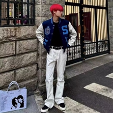 1506-1/JA5481/P81棒球服外套男春秋季新款洋气立领设计感宽松潮，女装短外套，星座1506-1