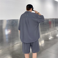 五分衬衫男士套装夏季新款短袖短裤两件套高级感宽松休闲穿搭男生，男装牛仔裤，星座506