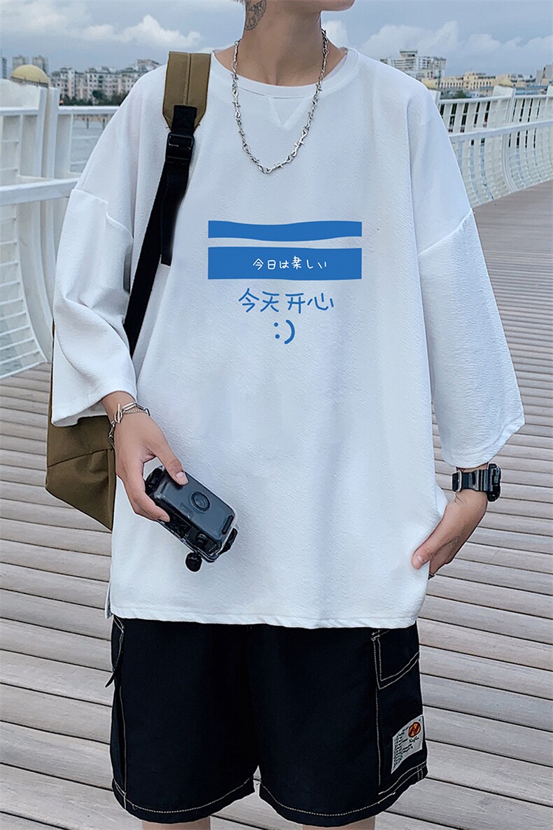 Q11033-P30春夏季七分袖t恤男大码五分袖男短袖中袖,男装T恤,电商A040