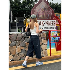 网图有货美式复古夏季原色牛仔七分裤男女宽松阔腿短裤A533-P45，男装牛仔裤，星座1505