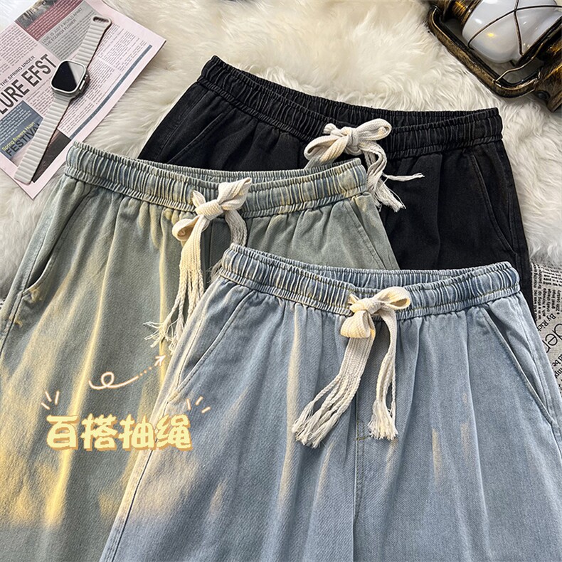 配色夏季透气冰氧休闲舒适百搭宽松牛仔短裤DK852-特批34,男装休闲裤,星座718-1