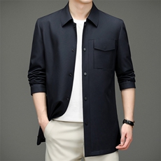 风衣男春秋季2023新款休闲中长款外套中年男士宽松免烫上衣男装，男装风衣，电商B212（原钱塘6029）