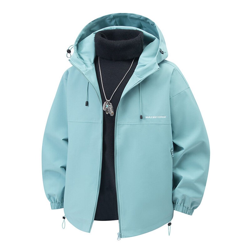 冲锋衣连帽夹克男宽松落肩纯色上衣外套DSA157B-JK727-P58,男装夹克,电商A157B