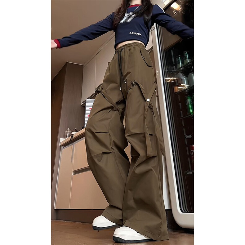 美式高街新款高腰宽松显瘦休闲阔腿拖地裤直筒工装裤K603TP45控69,男装工装外套,电商A102B