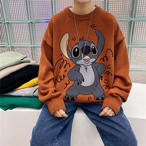 1港风圆领中性情侣潮流大码M-5XL印花加厚毛衣男7750P55加绒P70图片