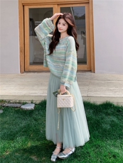 【现货】主推针织衫+半身裙两件套P150-K248，女装套装/套裙，浙宝128A