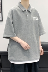 夏季新品学生假两件印花半袖潮简约翻领T恤短袖1500-P45控价68，男装T恤，电商A441-1