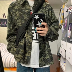 潮牌衬衣外套男ins美式个性迷彩满印宽松青年痞帅情侣衬衫潮，男装衬衫，星座601-1