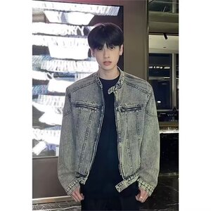 312-P63 美式高级感短款牛仔夹克男春秋季新款高街图片