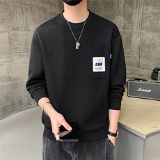 M-8XL秋季大码胖男生时尚休闲圆领拼接印花卫衣男59，男装卫衣，星座209