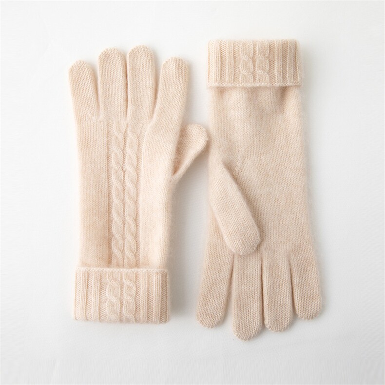 2025年新款百搭男女通用麻花双股加厚保暖分指手套，手套，轩妮羊绒