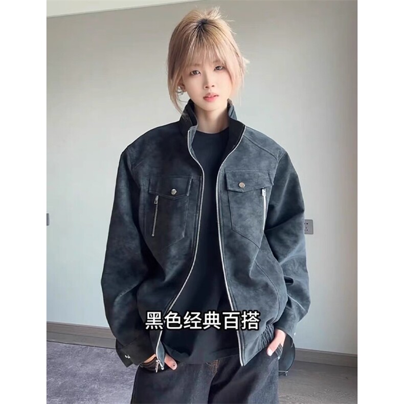 网图慎用春秋款皮夹克做旧复古外套JK306-1P65,男装夹克,星座1904A