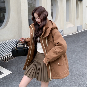 韩系工装派克羽绒服女2025冬季新款高端洋气休闲保暖90白鸭绒外套图片