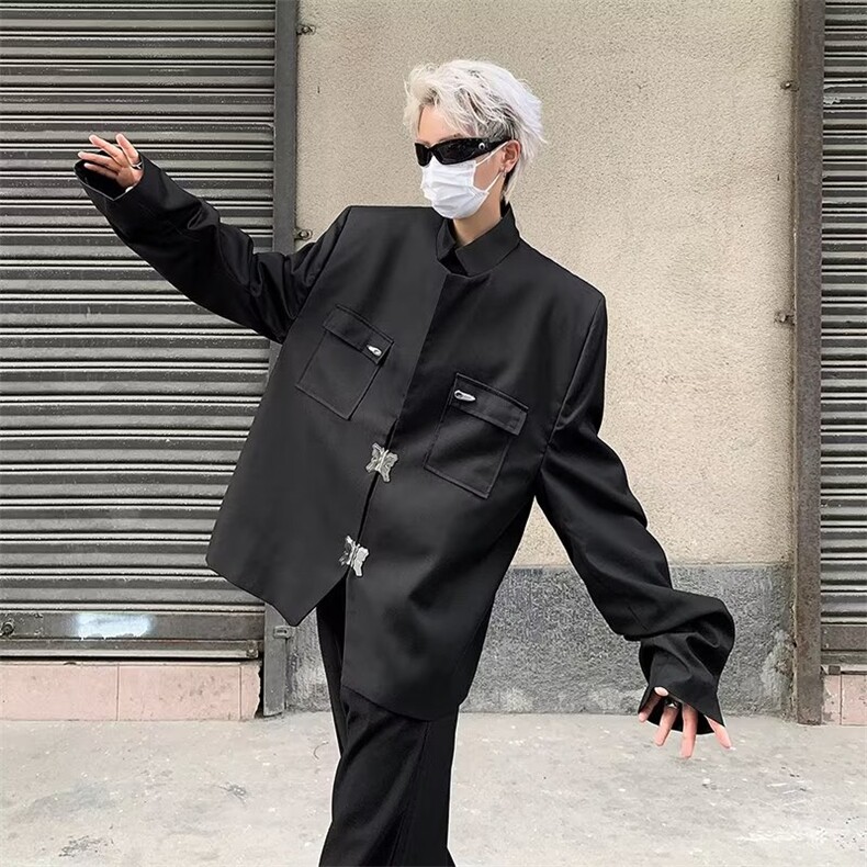 潮复古高街做旧外套男款春秋hiphop美式夹克宽松情侣图片