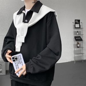 5XL-M潮流高级感披肩撞色拼接翻领百搭卫衣宽松弯刀长裤TZ113P118图片