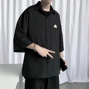 衬衫男短袖韩版潮流文艺帅气菊花2024夏季新款ins外套CY695-P23图片