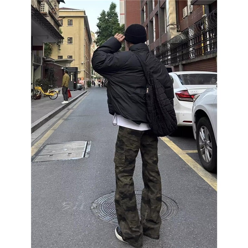 美式迷彩多口袋百搭修身工装裤男显瘦微喇裤牛仔裤AM255P49,男装牛仔裤,星座1013-5