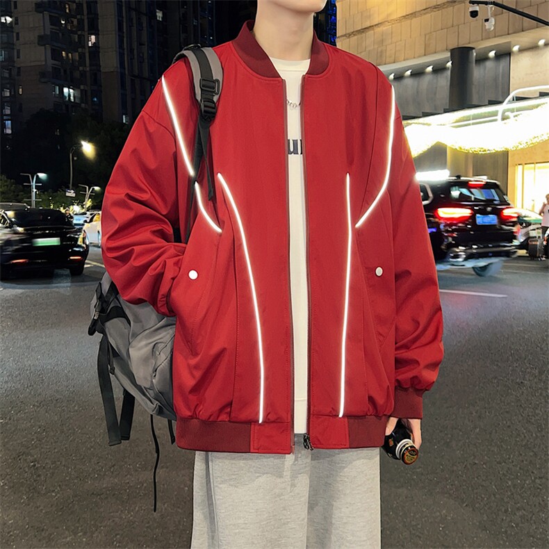 外套男女款放光条复古棒球服秋季情侣潮牌飞行夹克JK0238-P73,男装夹克,星座308B-2