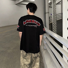 万针全刺绣工艺抖音得物高品质260克重磅纯棉双纱美式高街短袖T恤，男装T恤，电商A486