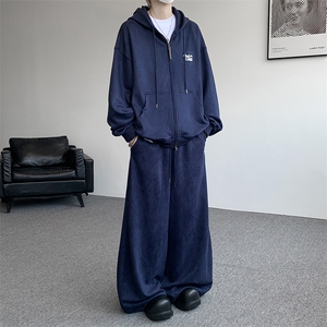 麂皮绒连帽卫衣运动套装男校园风运动服两件套学生班服TZ115-P128图片
