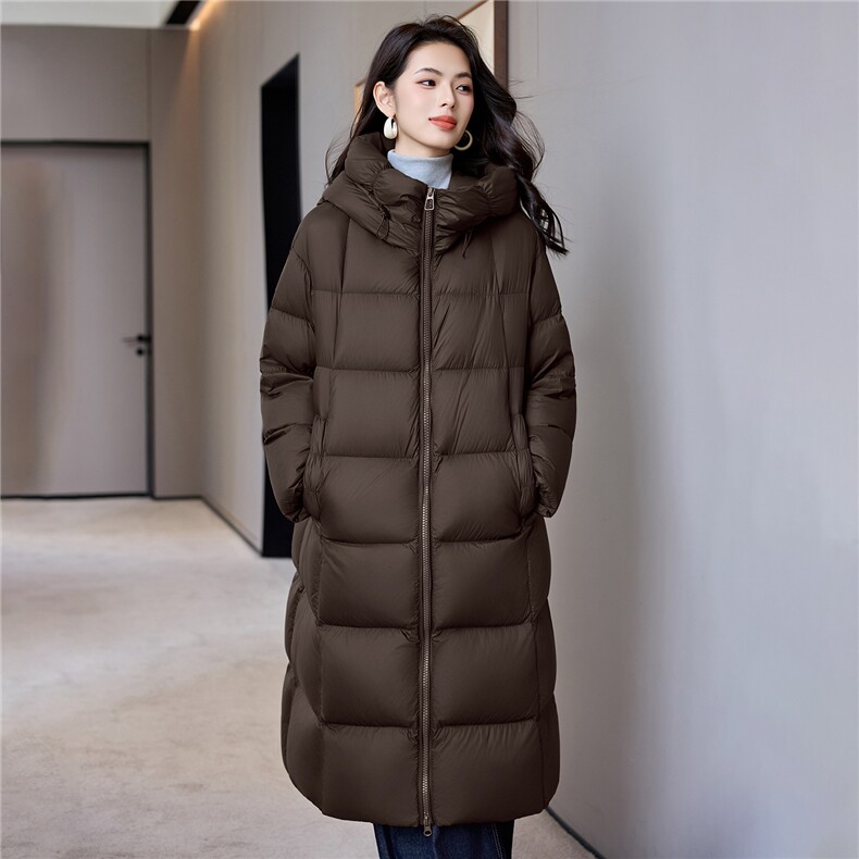 过膝加厚羽绒棉服2025新款白鸭绒加长款冬装外套直筒连帽棉袄女,女装羽绒服,阿舍尔精品