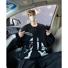 B309P70秋季拼色圆领毛衣男美式复古潮牌宽松休，男装针织衫/毛衣，星座512-6