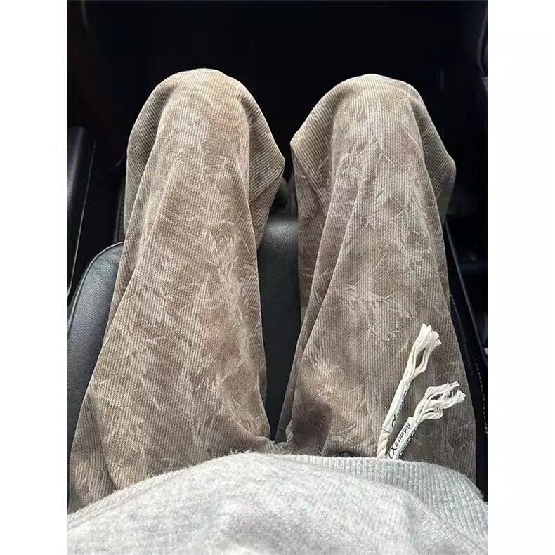 枫叶扎染灯芯绒裤子男款春秋季运动卫裤直筒垂感美式休闲裤CM574,男装休闲裤,星座516A