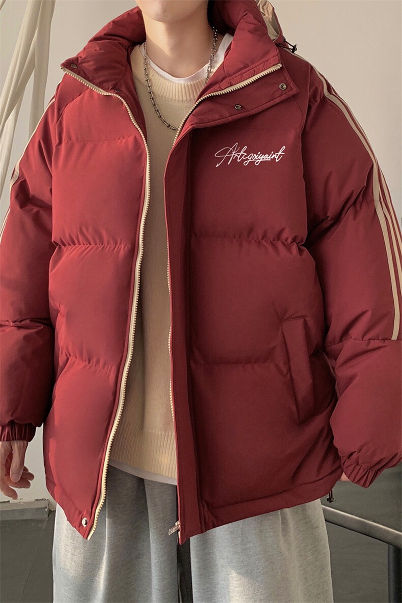 拼三条杠宽松男女情侣羽绒棉面包服连帽棉衣C408M1258P100,男装棉衣,电商C408(原B339-1)
