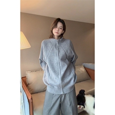 立领双拉链毛衣男美式简约纯色针织开衫款外套5Q1146-TP55118，男装针织衫/毛衣，电商A102