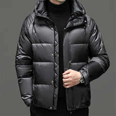 羽绒服男冬季中年休闲连帽加厚男装上衣保暖白鹅绒爸爸冬装外套，男装羽绒服，电商B212（原钱塘6029）