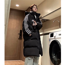 中性过膝棉衣织带三条杠长款加厚情侣羽棉服外套男G1076P168，男装棉衣，电商A339