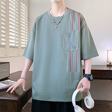 25173-特P40夏季休闲时尚T恤男短袖打底衫青少年潮牌拼接短袖T恤，男装T恤，电商D310B