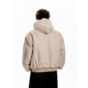 1506-1/MM61091/P116仿水貂毛大理石座山雕ct连帽棉服夹克男女图片
