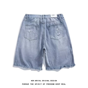 美式高街做旧破洞牛仔短裤男夏季薄款宽松潮牌五分裤子32322-P45图片