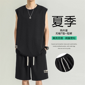 冰丝无袖t恤夏季薄款休闲速干运动套装背心短裤两件套TZ85-特批68图片