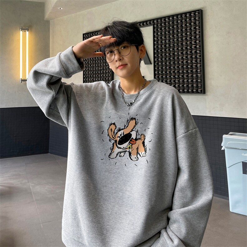 华夫格！华夫格上衣男圆领华夫格卫衣男大码长袖t恤男HY229-特P23,男装T恤,电商B367