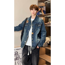 美式潮流肩章轻奢机车风牛仔外套男夹克上衣JA8819-特价P72，男装工装外套，电商A007