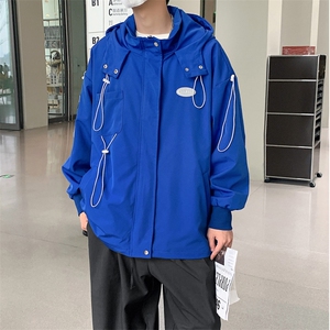 克莱因蓝外套男中性风休闲宽松抽绳装饰大码M-5XL夹克男JK7569P75