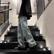 时尚加绒裤子男士潮流新款水洗耐磨加厚牛仔裤男秋冬季宽松长裤，男装牛仔裤，星座506A