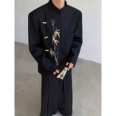 现货25品质竹节扣刺绣礼服新中式金竹立领西服男女同款xz97-p128，男装西服，电商B288