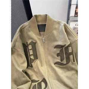 麂皮夹克外套刺绣字母棒球服 JK8027 特P62图片