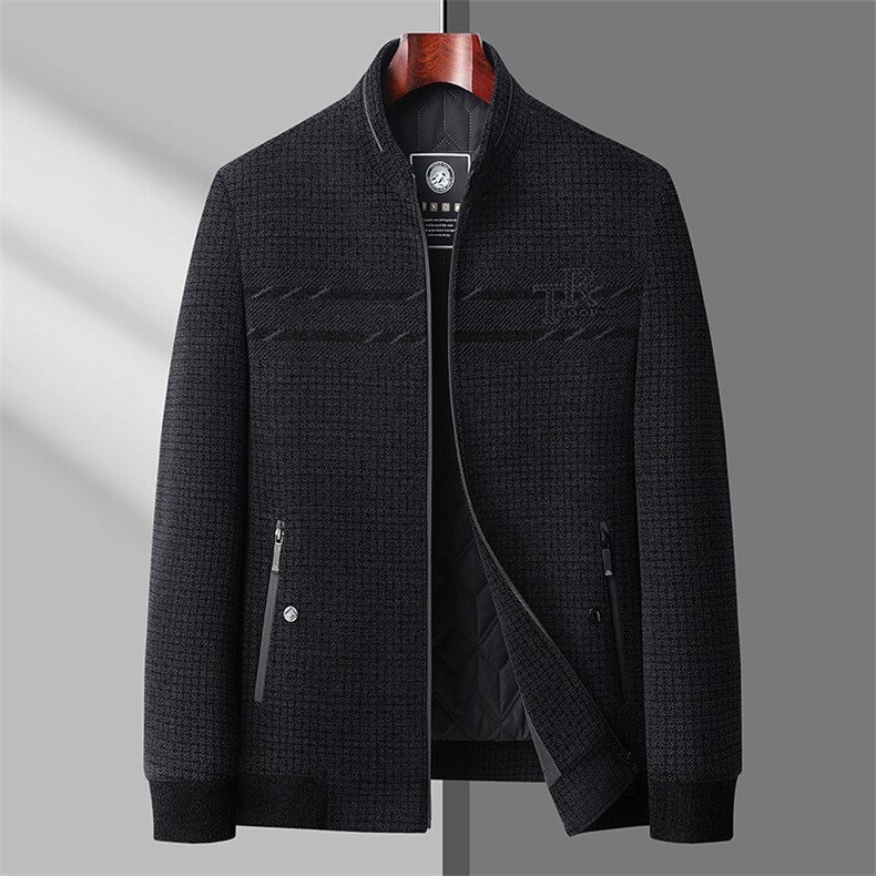 春秋季中老年男装雪尼尔毛呢夹克中年男士爸爸冬装保暖外套加厚款，男装羽绒服，电商B212（原钱塘6029）