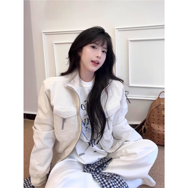 XZ452-P72开春穿搭外套女2025新款设计感美式复古百搭宽松,女装短外套,电商B323A