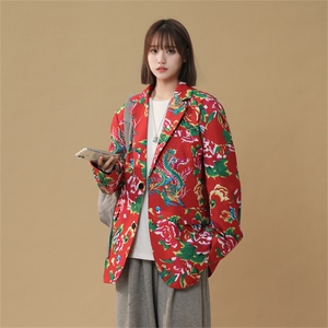XF9035/P65春装新款东北大花西服男女风个性宽松花上衣外套图片