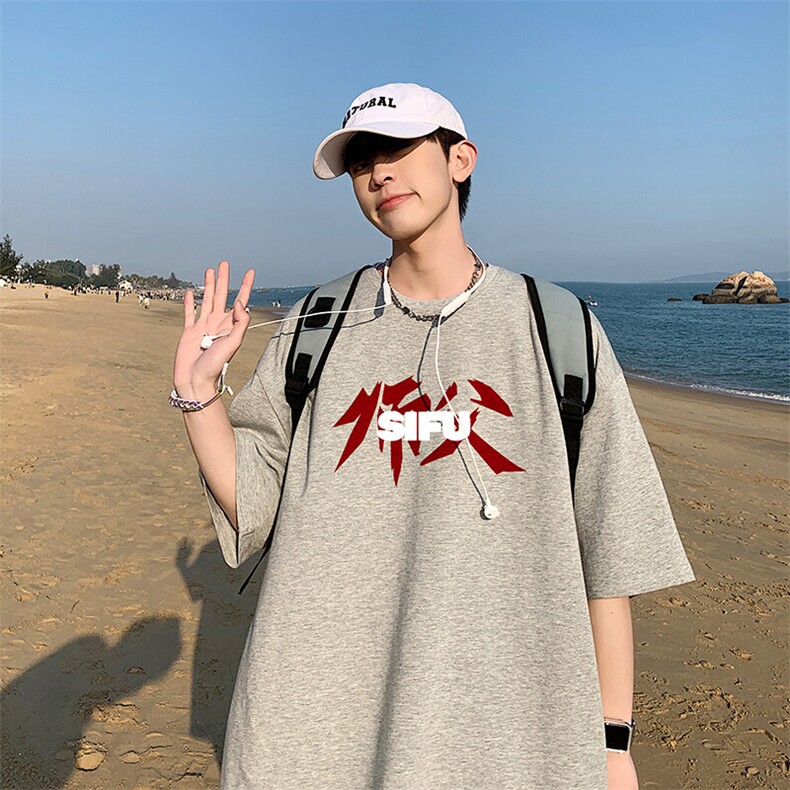 不断货纯棉重磅潮牌潮流青少年宽松圆领短袖T恤B219-Y239-P25,男装T恤,电商B219