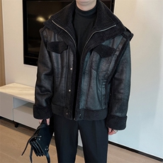 冬季新款美式机车美拉德复古皮毛一体夹克棉服保暖外套M137-P165，男装夹克，电商B267