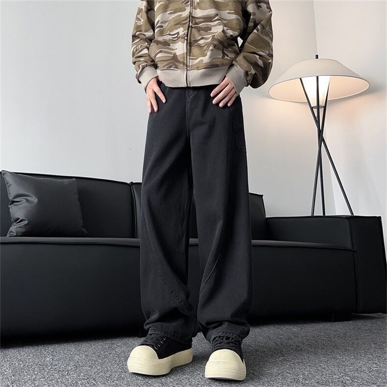 现货!港风新款2025潮流百搭直筒宽松大码牛仔裤松紧腰NZ6168-P40，男装牛仔裤，星座1103-2