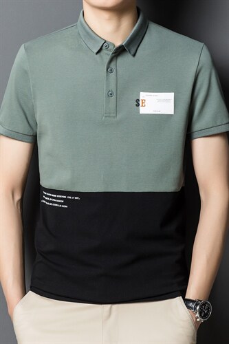 男士时尚拼色短袖T恤男薄款翻领POLO衫男装夏季青年百搭体恤衫潮,男装T恤,电商B212（原钱塘6029）
