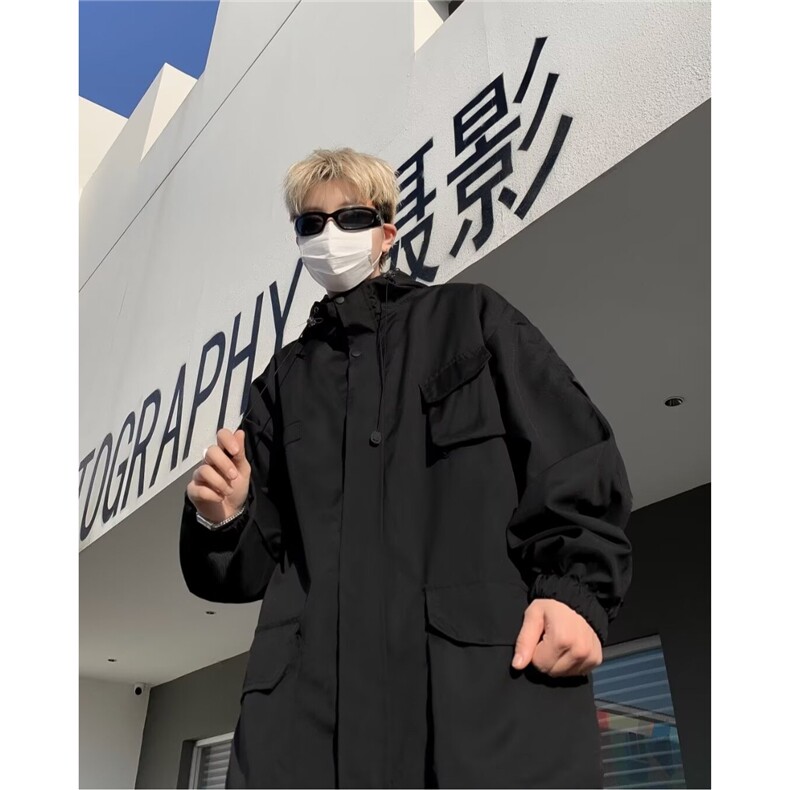秋季工装外套男款潮牌帅气港风百搭潮流多口袋休闲宽松夹克Q704,男装夹克,星座506