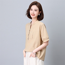 2024夏季新款棉麻刺绣宽松显瘦短袖上衣，女装T恤，悦见她